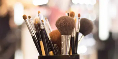 Close up of professional makeup brushes